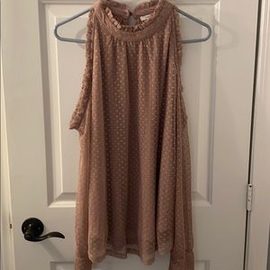 Nude lace long sleeve top